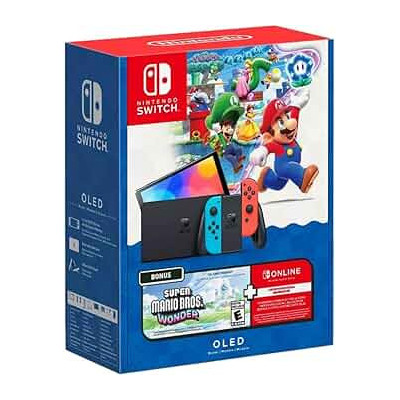 nsw-consola oled 64gb + mario wonder + 3 meses online