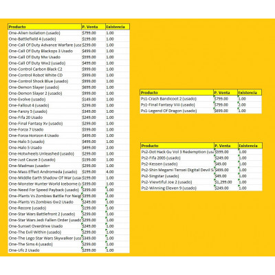 .catalogo de juegos seminuevos plaza de la tecnologia
